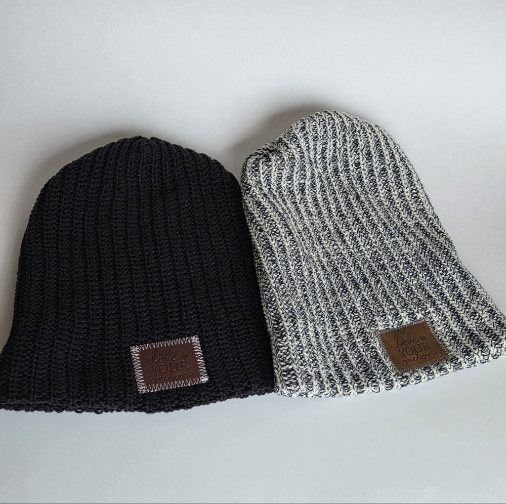 Love your Melon PAIR Of 2  knit beanies Size One size Excellcent Condition